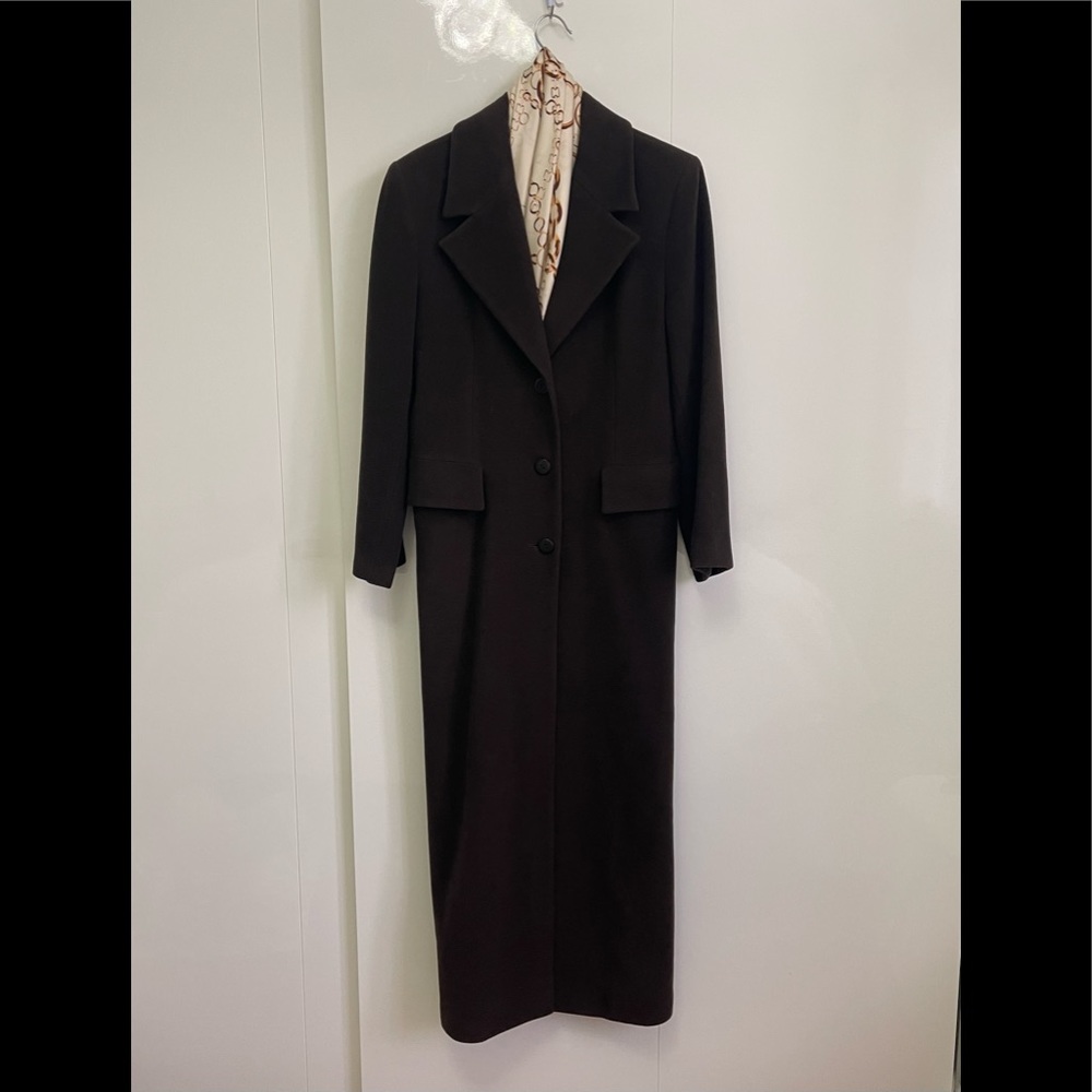 Long brown wool/cashmere coat